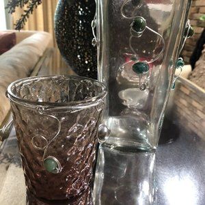 Amber and Silver Handwired Candle Holder Party on the Patio